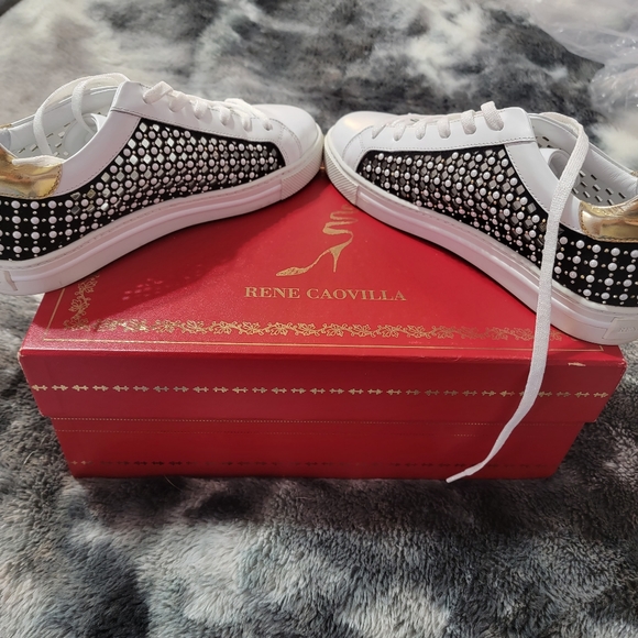 Rene Caovilla Black & White Pearl Sneakers - Picture 9 of 16